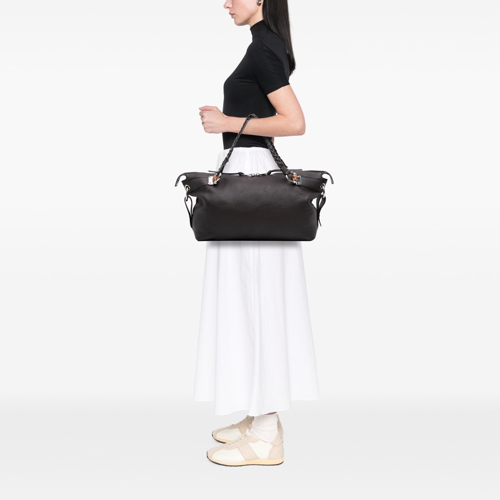 Gucci Large Pebbled Calfskin Bamboo Bar Tote - Image 12