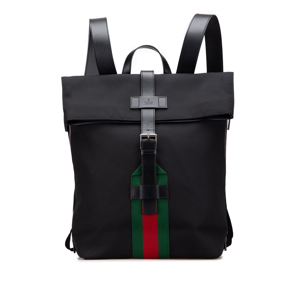 Gucci Canvas Techno Web Fold Over Backpack