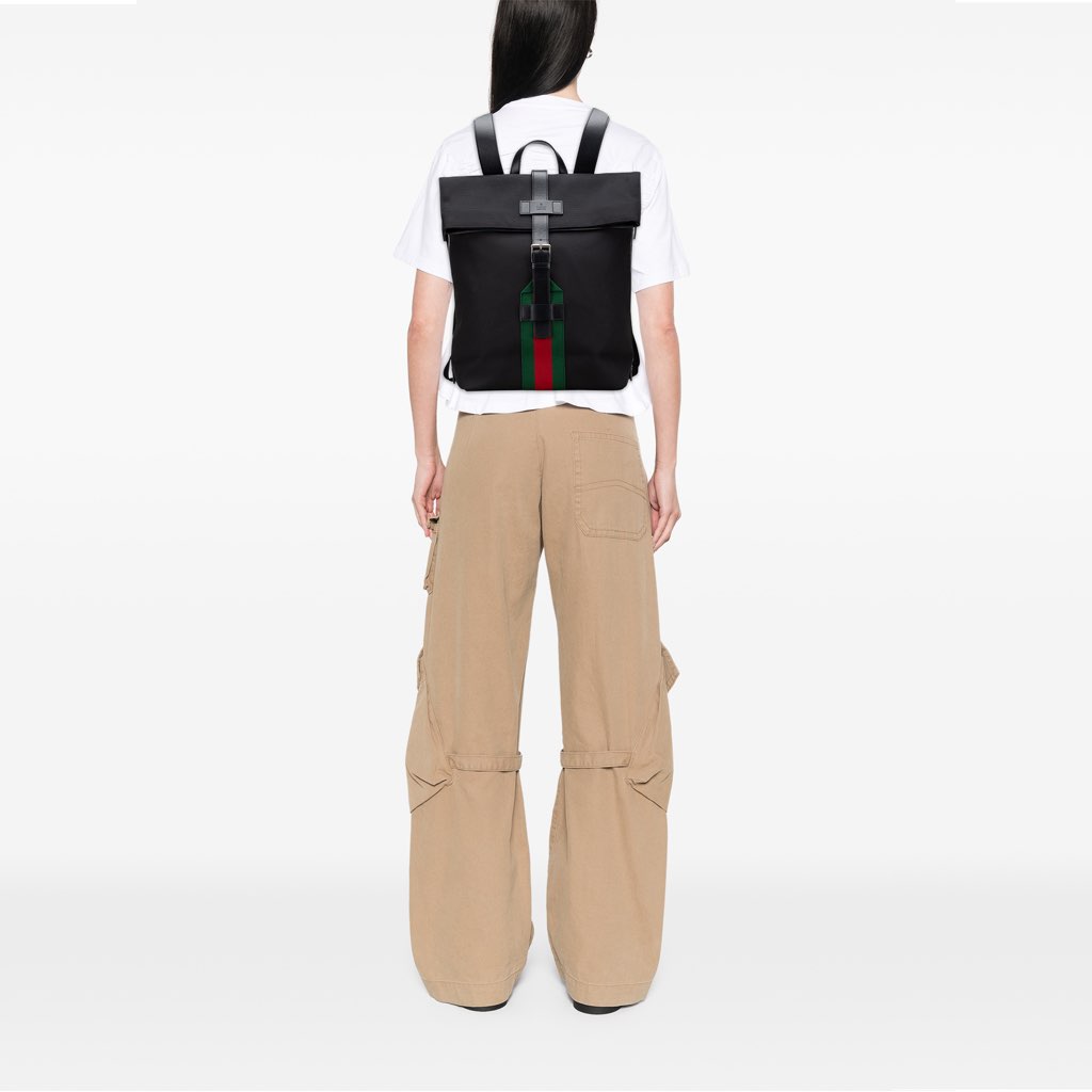Gucci Canvas Techno Web Fold Over Backpack - Image 13