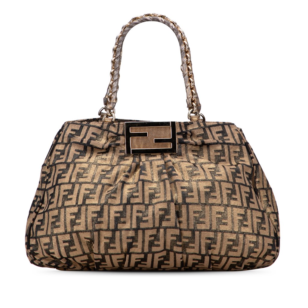 Fendi Large Zucca Metallic Lurex Mia Chain Tote
