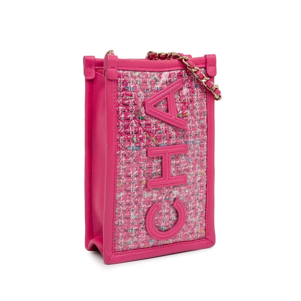 Chanel Tweed and PVC Phone Clutch with Chain - 2