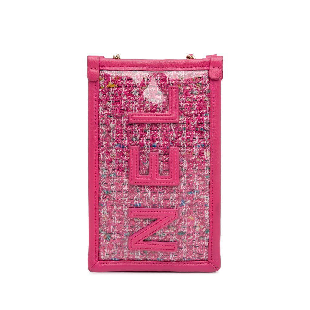 Chanel Tweed and PVC Phone Clutch with Chain - 3