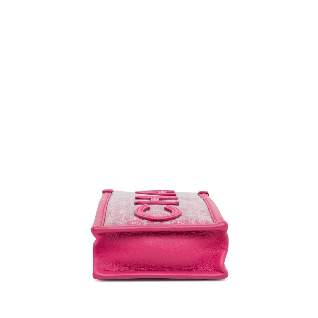 Chanel Tweed and PVC Phone Clutch with Chain - 4