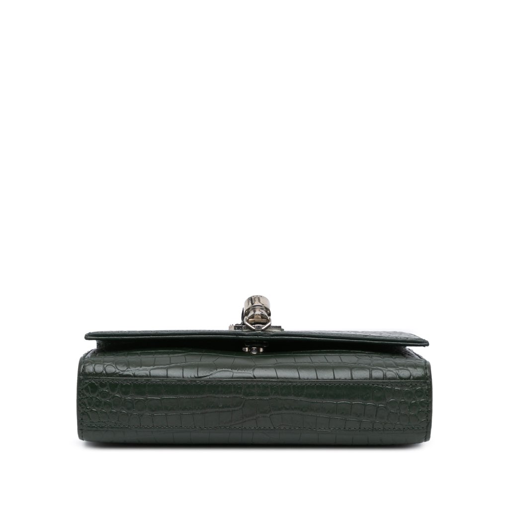 Saint Laurent Medium Croc Embossed Leather Kate Tassel Crossbody - 3