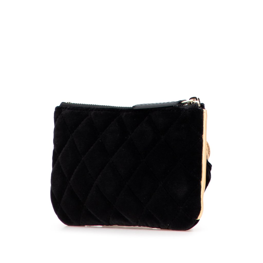 Chanel CC Quilted Velvet Camellia Pouch - Back view