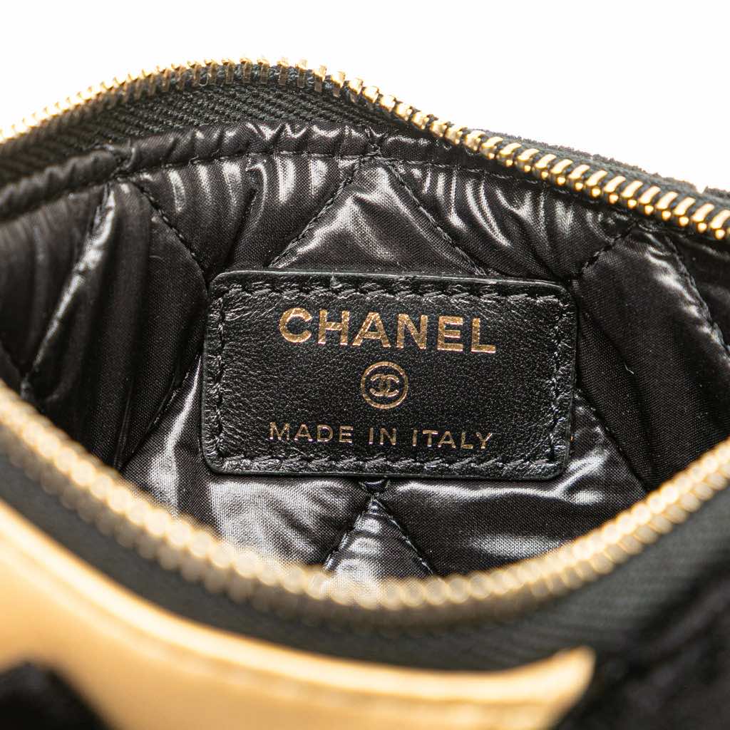 Chanel CC Quilted Velvet Camellia Pouch - Side view