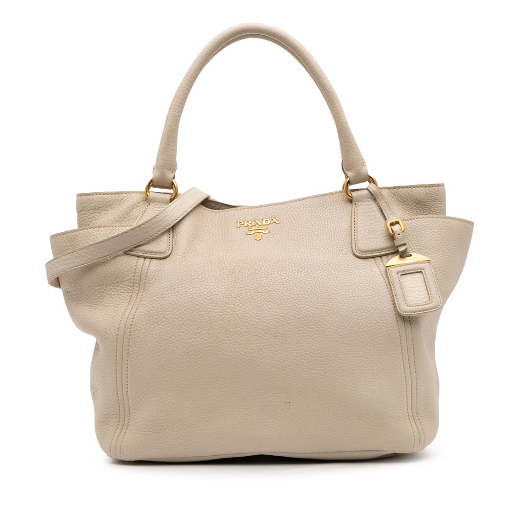Prada Vitello Daino Side Pocket Convertible Tote