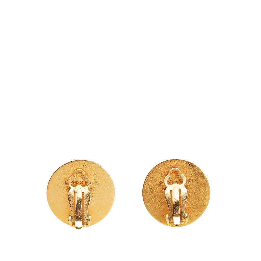 Hermès Gold Plated Clou de Selle Clip-on Earrings - 2