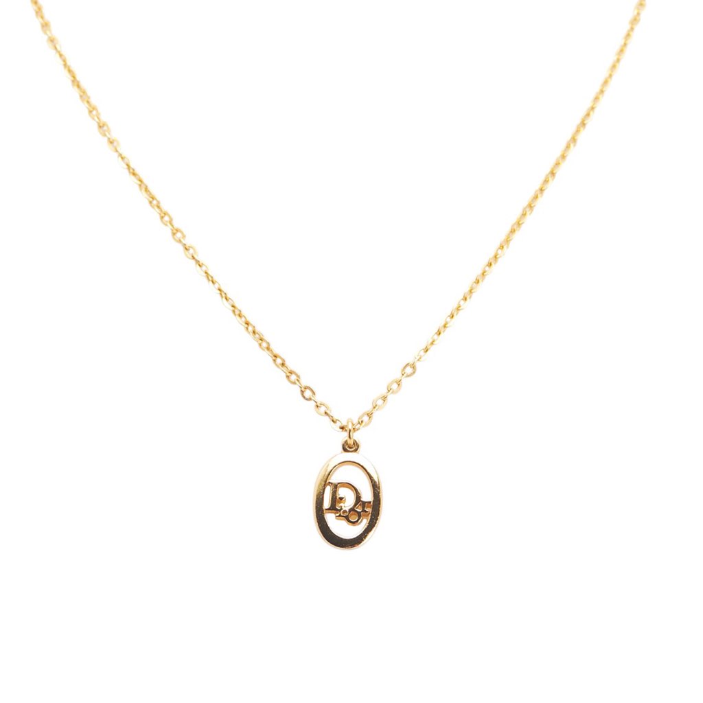 Dior Gold Plated CD Logo Pendant Necklace