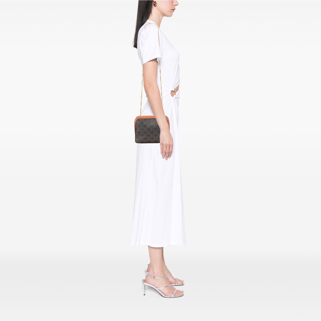 Celine Triomphe Coated Canvas Clutch On Chain - Image 13