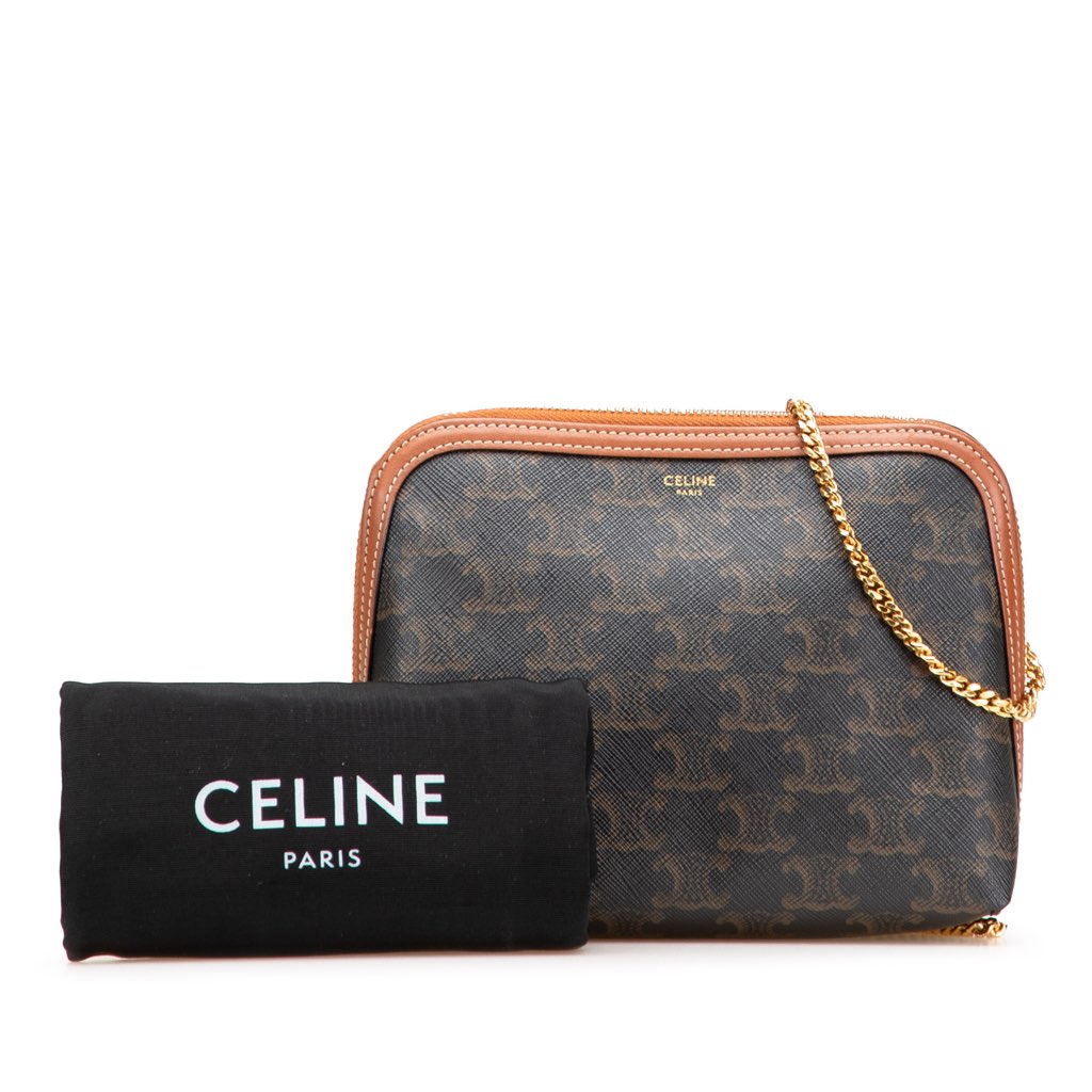 Celine Triomphe Coated Canvas Clutch On Chain - Image 14
