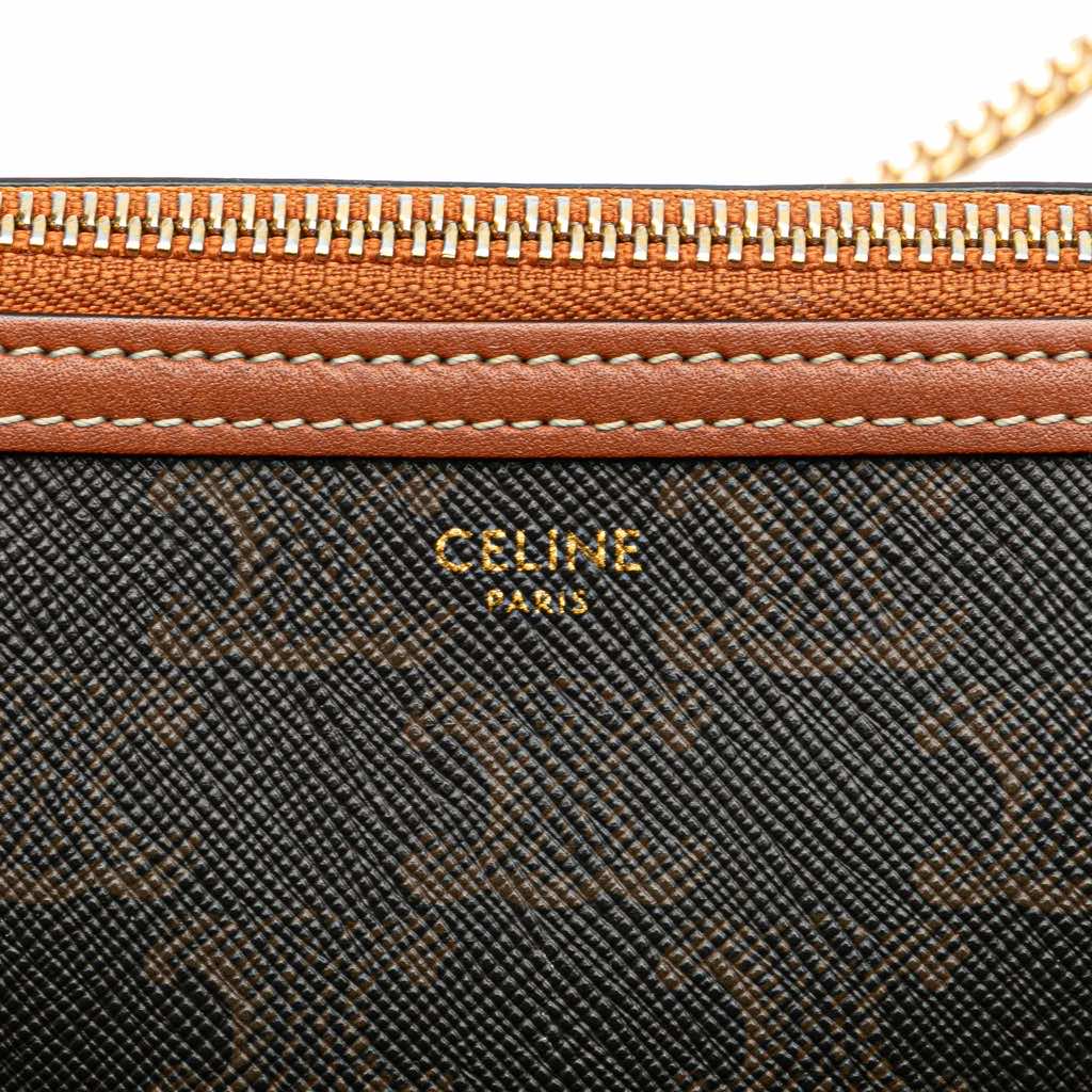 Celine Triomphe Coated Canvas Clutch On Chain - Side view