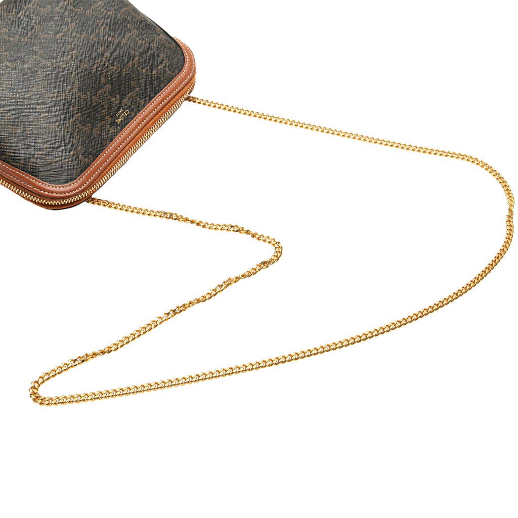 Celine Triomphe Coated Canvas Clutch On Chain - Image 12