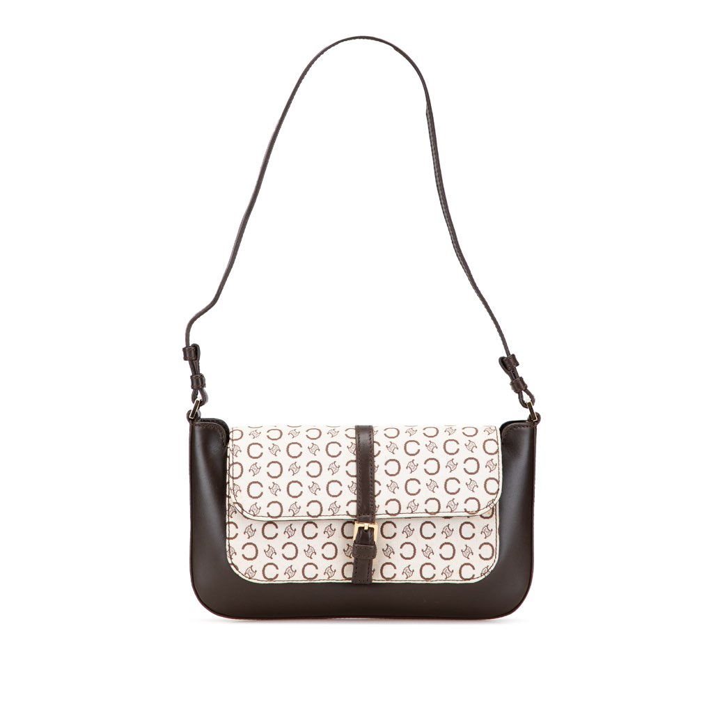 Celine C Macadam Canvas and Leather Shoulder Bag