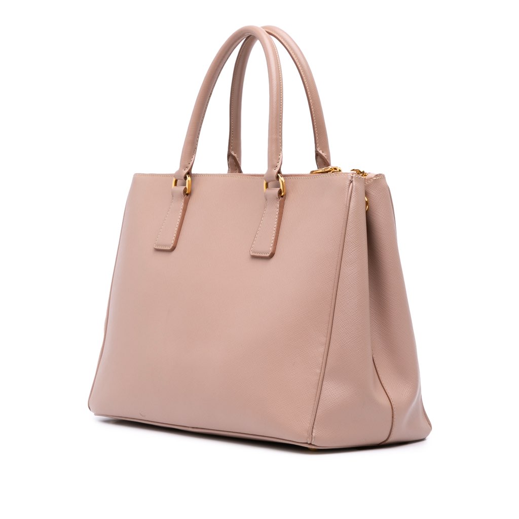 Prada Saffiano Lux Galleria Double Zip Front Pocket Satchel - Back view