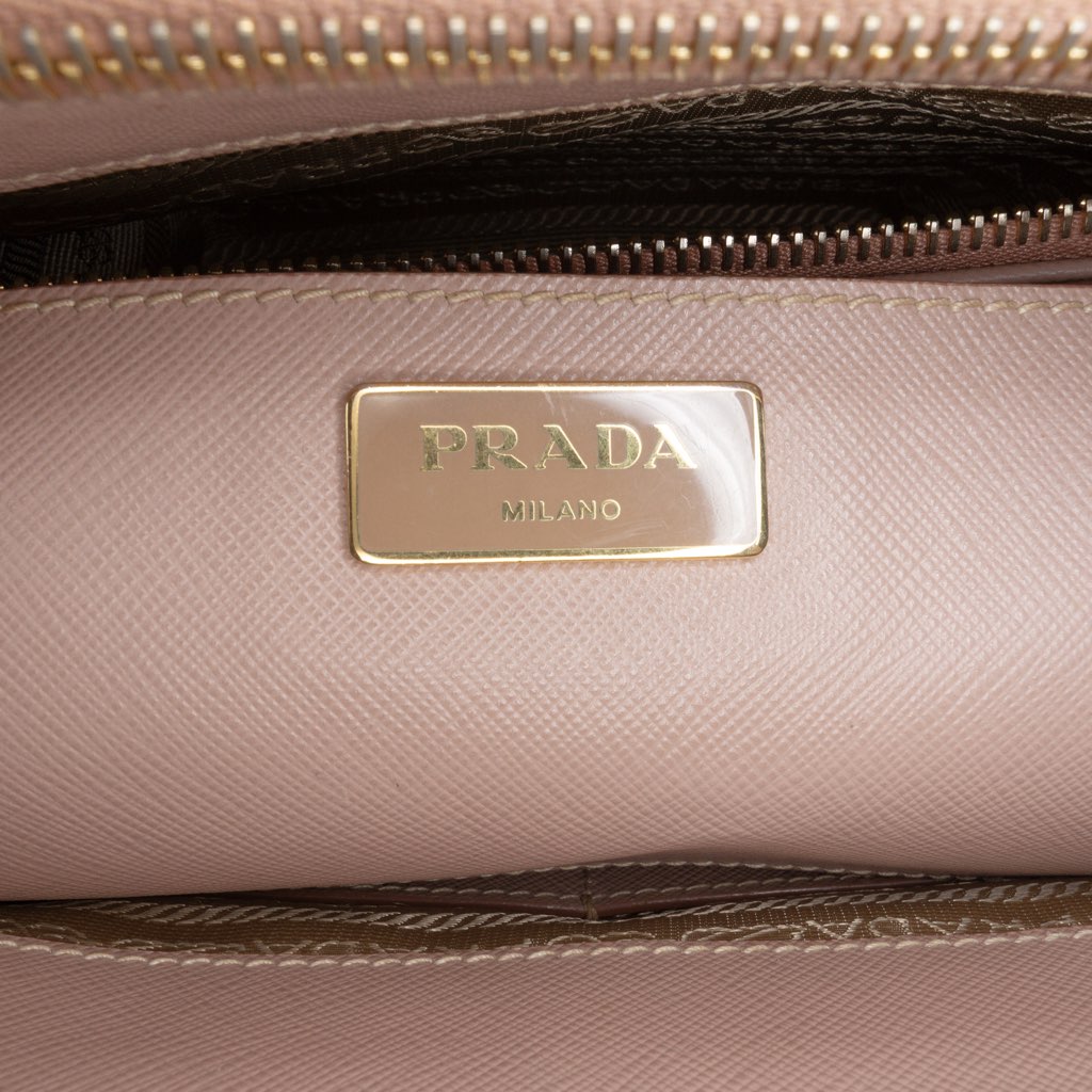 Prada Saffiano Lux Galleria Double Zip Front Pocket Satchel - Side view