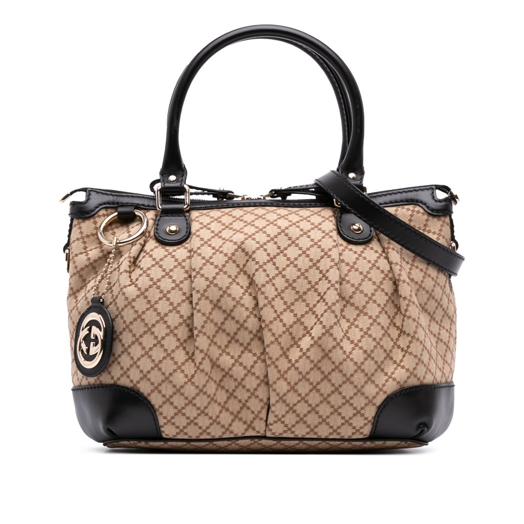 Gucci Diamante Canvas Sukey Satchel