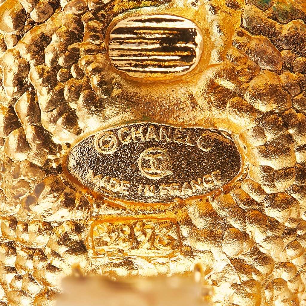 Chanel Gold Plated Camellia Cross Dome Clip On Earrings - Image 6