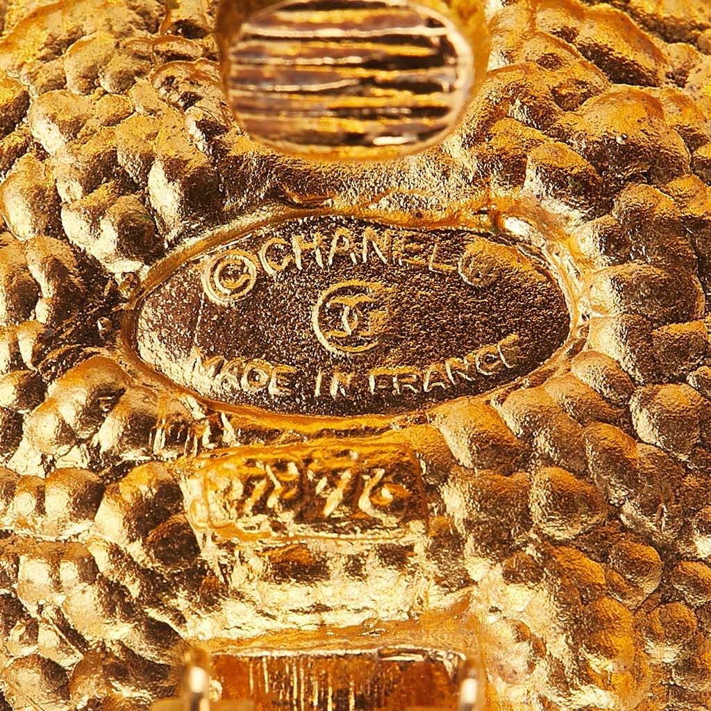 Chanel Gold Plated Camellia Cross Dome Clip On Earrings - 4