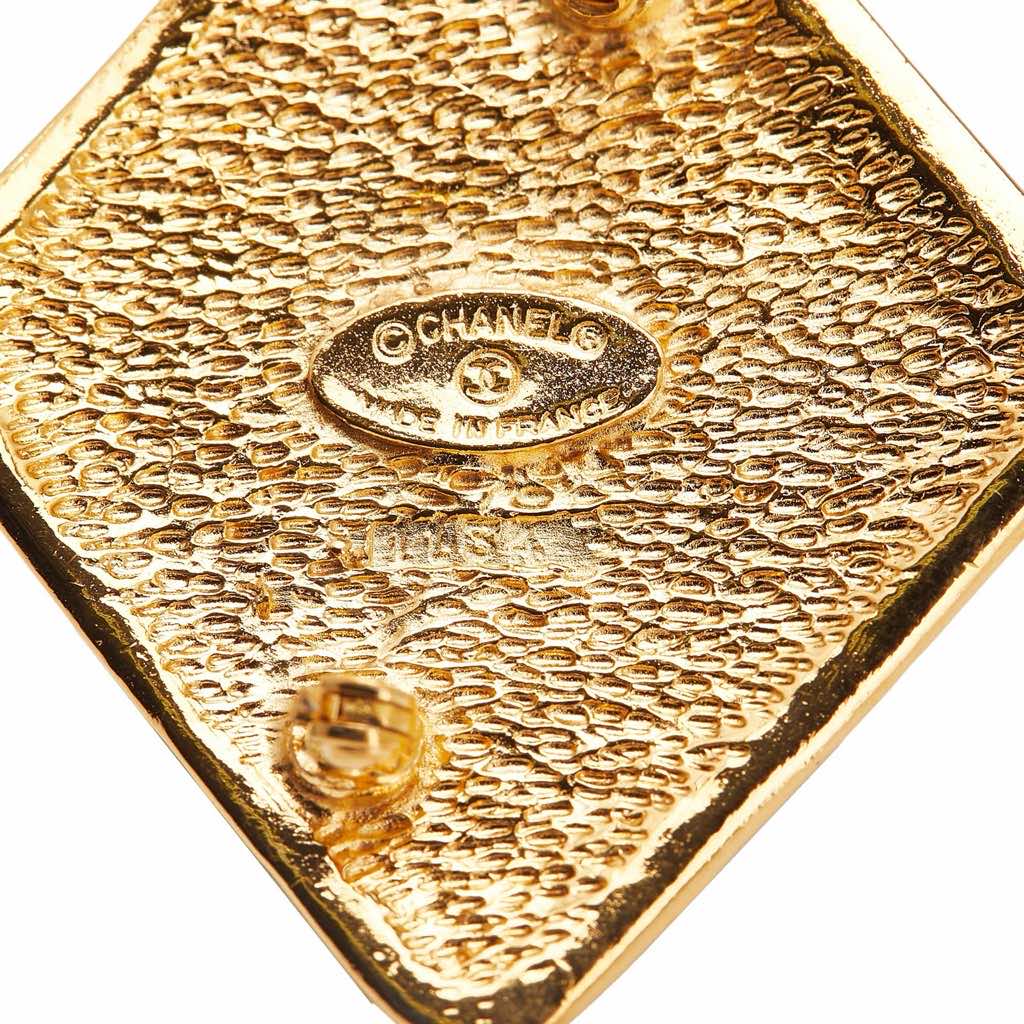 Chanel CC Gold Plated Diamond Brooch - 4