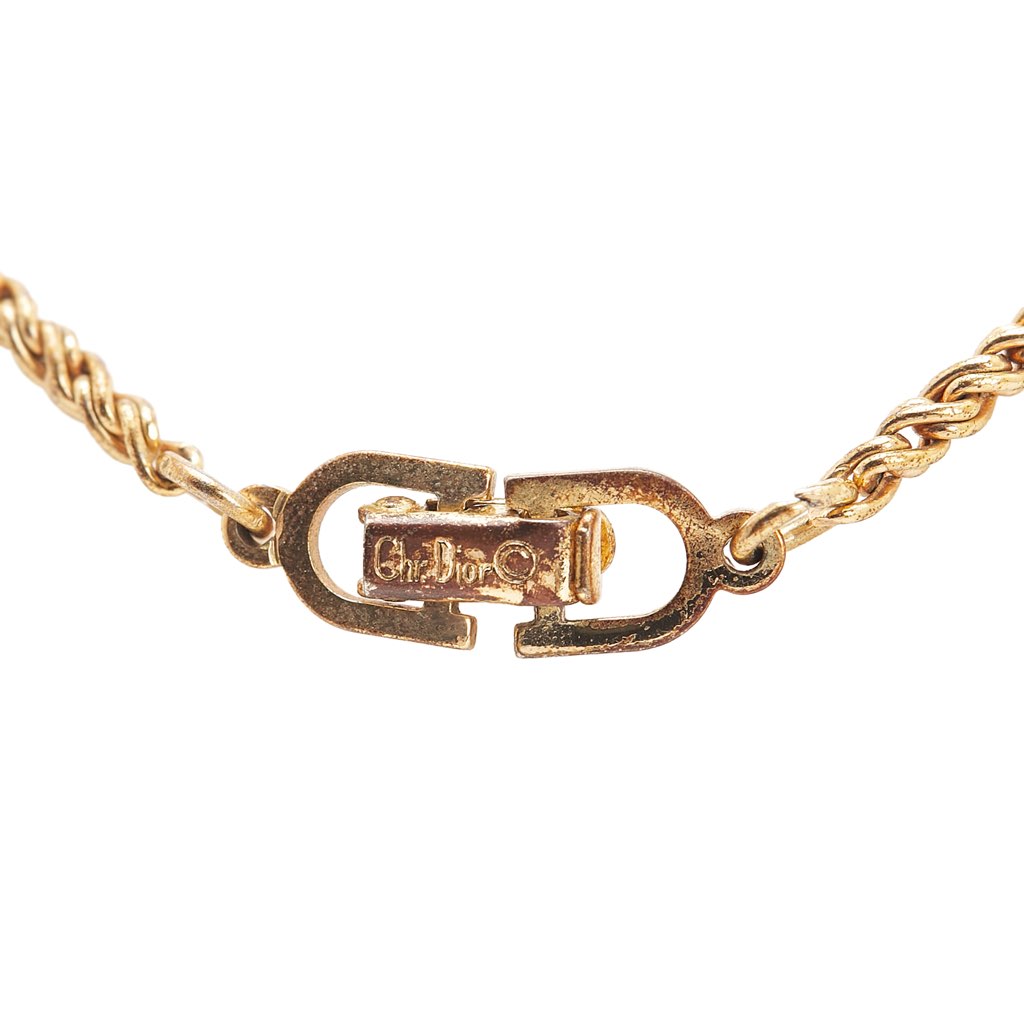 Dior Gold Plated Logo Chain Necklace - 2