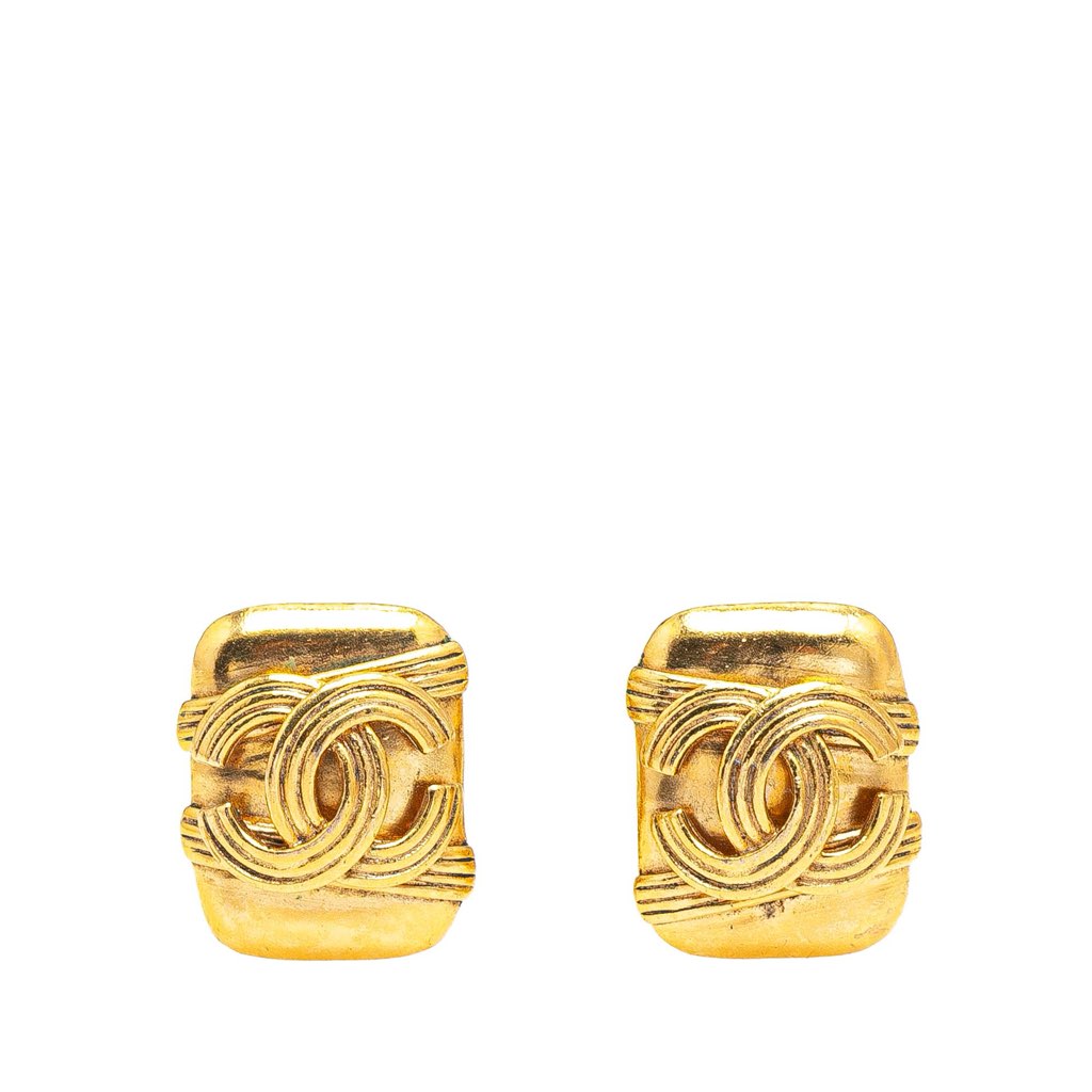 Chanel Gold Plated CC Clip On Earrings
