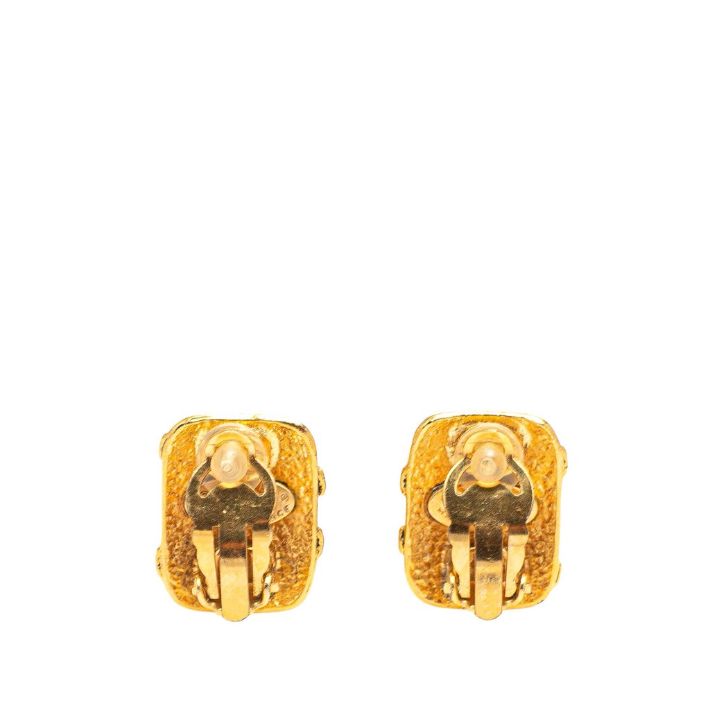 Chanel Gold Plated CC Clip On Earrings - Back view