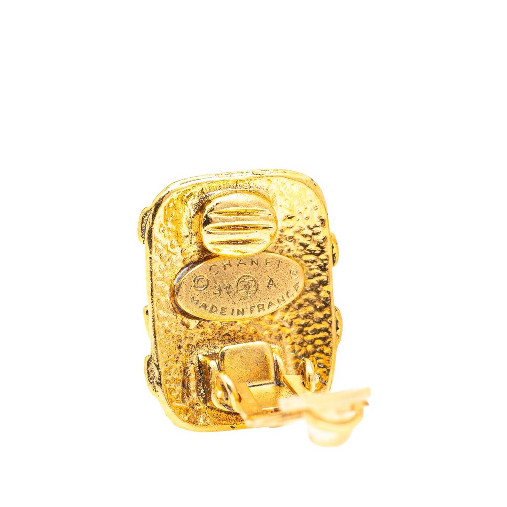 Chanel Gold Plated CC Clip On Earrings - Image 6