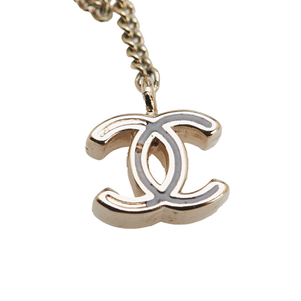 Chanel Gold Plated Enamel CC Eiffel Tower Charm Necklace - 2