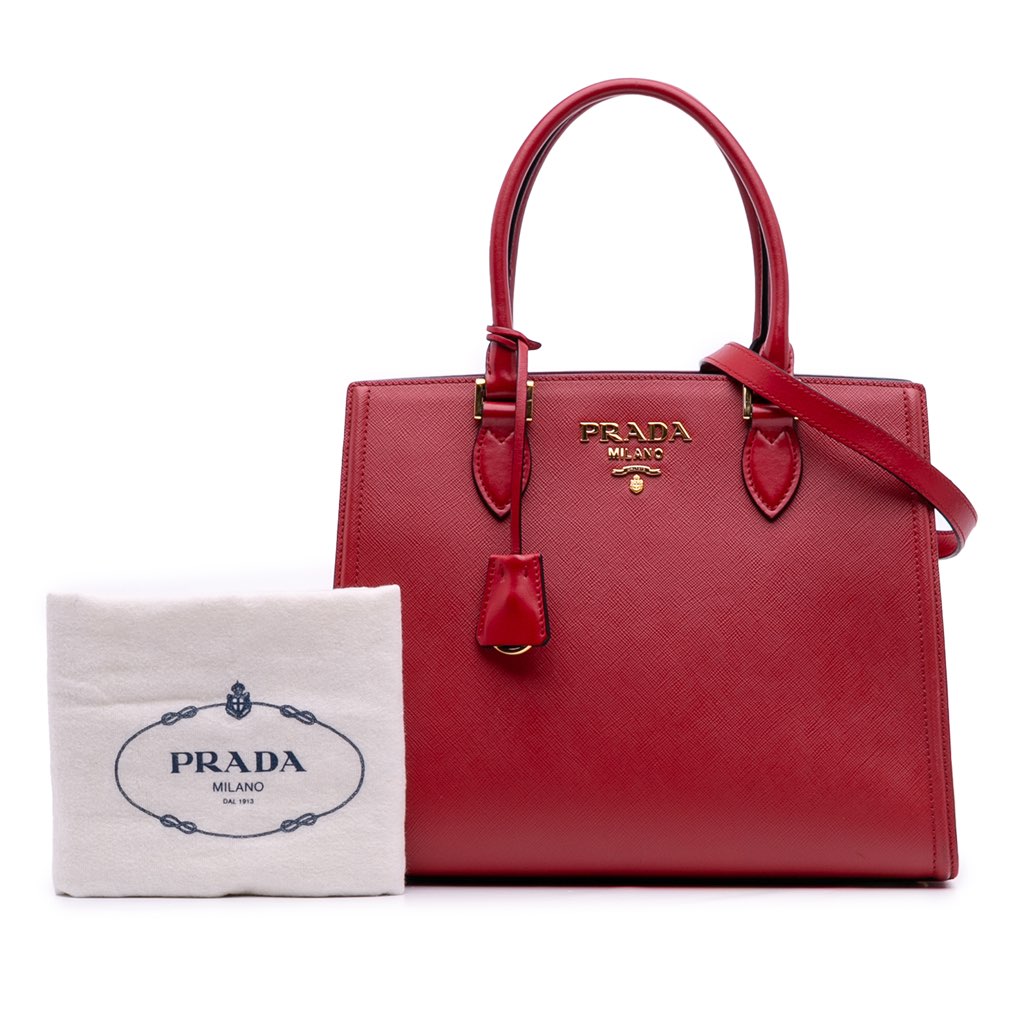 Prada Soft Calf Trimmed Saffiano Convertible Tote - Image 15