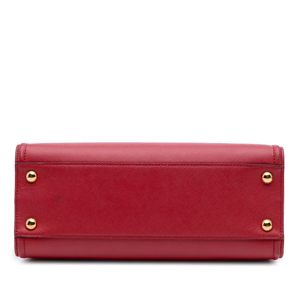 Prada Soft Calf Trimmed Saffiano Convertible Tote Red Leather Good - Inside View