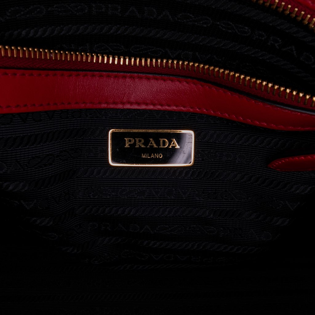 Prada Soft Calf Trimmed Saffiano Convertible Tote - Side view