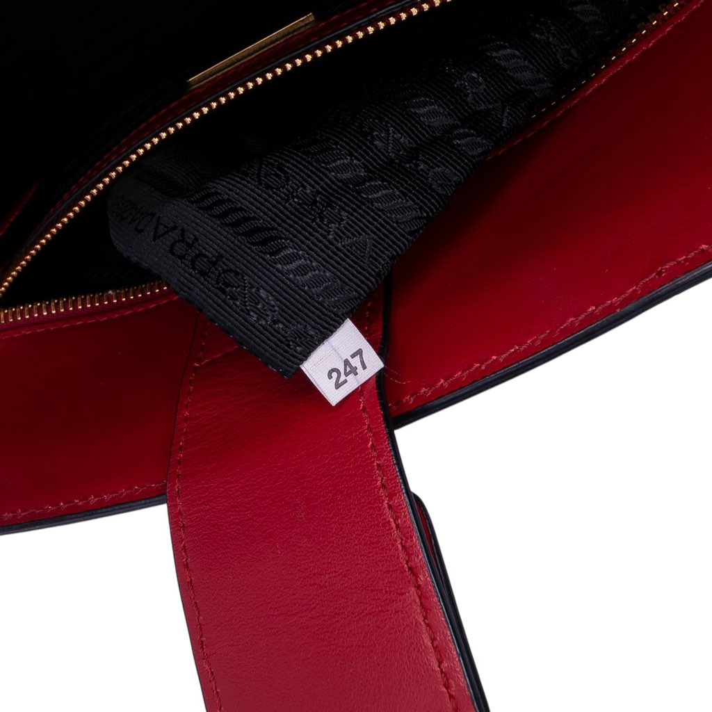 Prada Soft Calf Trimmed Saffiano Convertible Tote - Detail 1