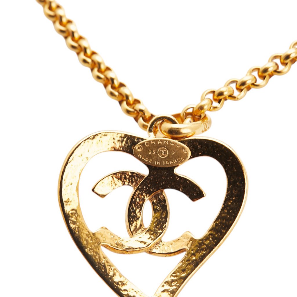 Chanel CC Gold Plated Heart Pendant Necklace - 2