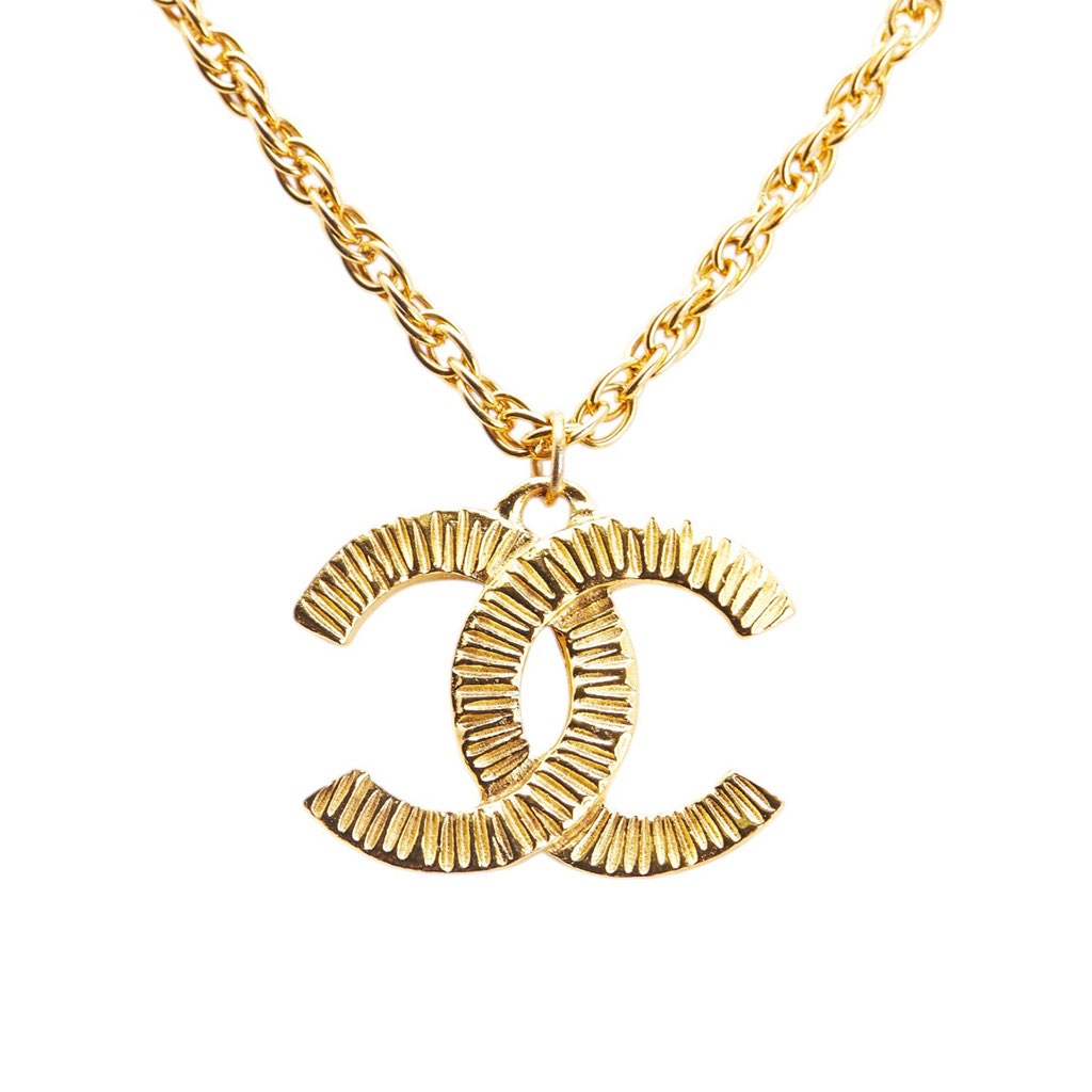 Chanel CC Gold Plated Pendant Chain Necklace