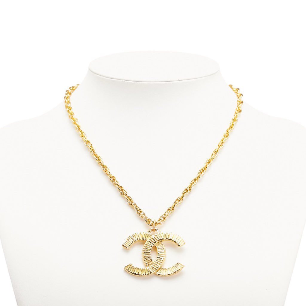 Chanel CC Gold Plated Pendant Chain Necklace - 4