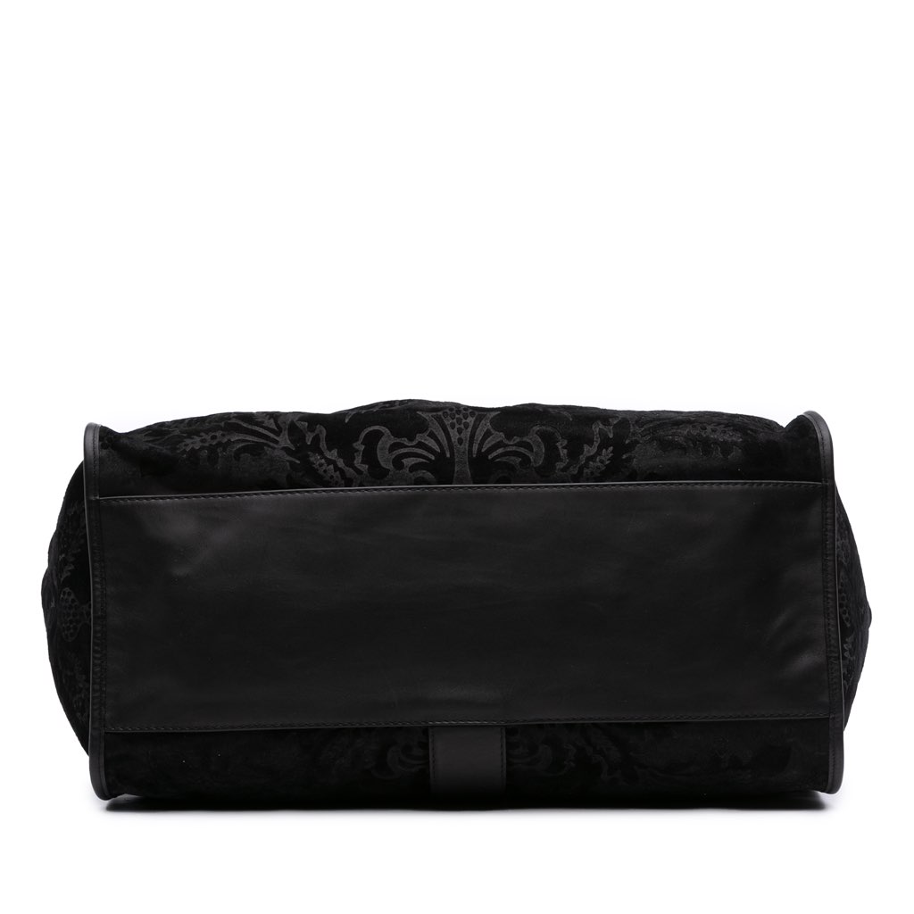 Gucci Large Nubuck and Suede Brocade Soft Stirrup Shoulder Bag - 3