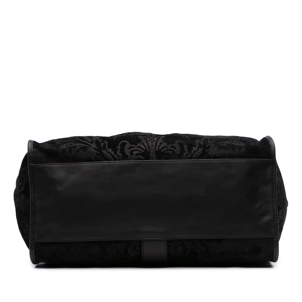 Gucci Large Nubuck and Suede Brocade Soft Stirrup Shoulder Bag Black Leather Good - Inside View