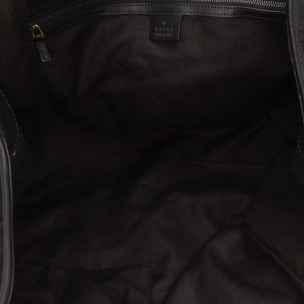 Gucci Large Nubuck and Suede Brocade Soft Stirrup Shoulder Bag Black Leather Good - Model View