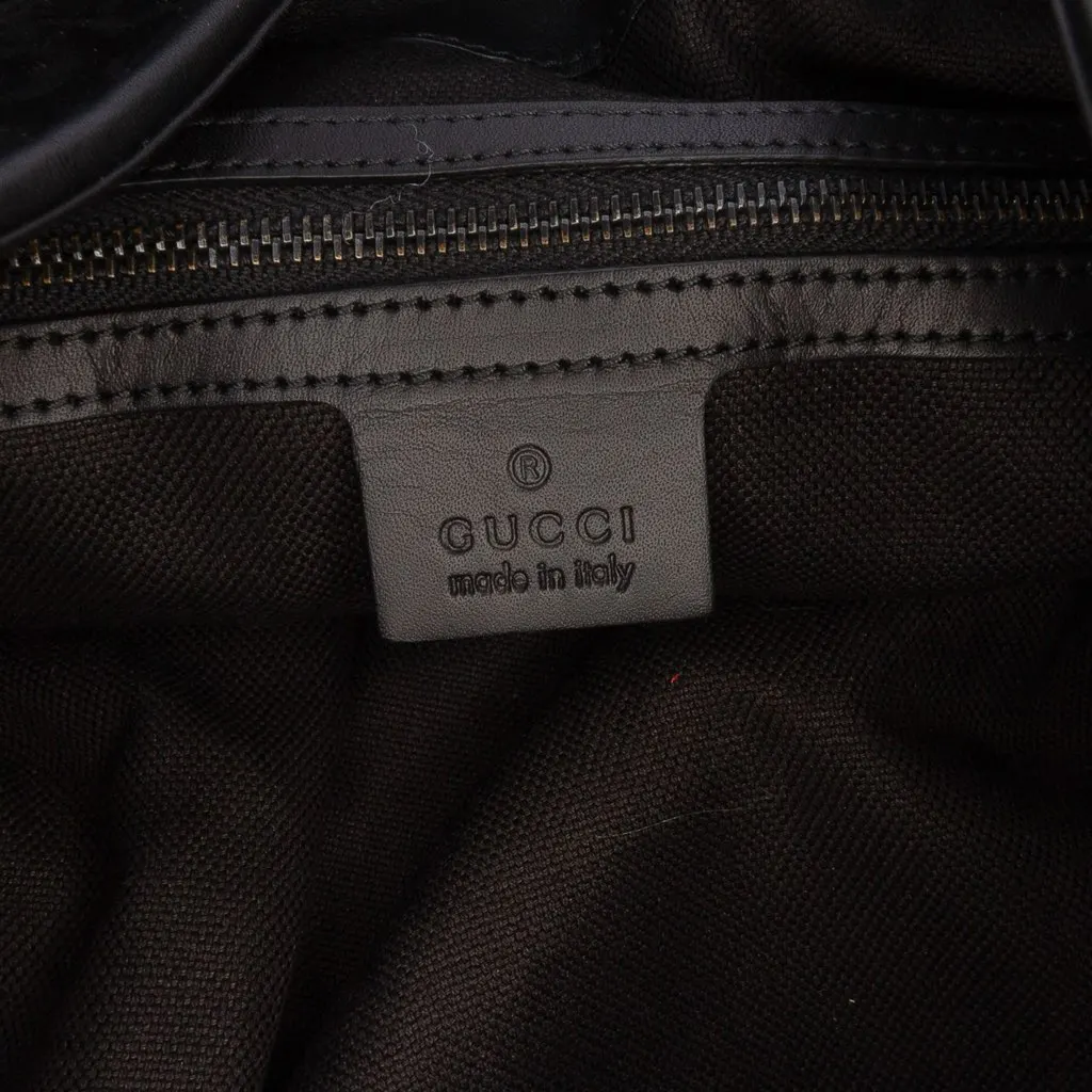 Gucci Large Nubuck and Suede Brocade Soft Stirrup Shoulder Bag Black Leather Good - Box View
