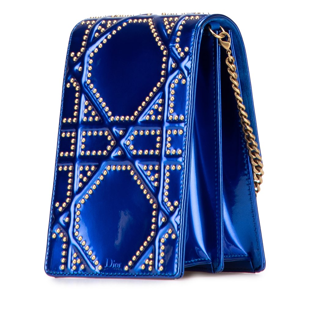 Dior Studded Patent Diorama Vertical Clutch - Back view