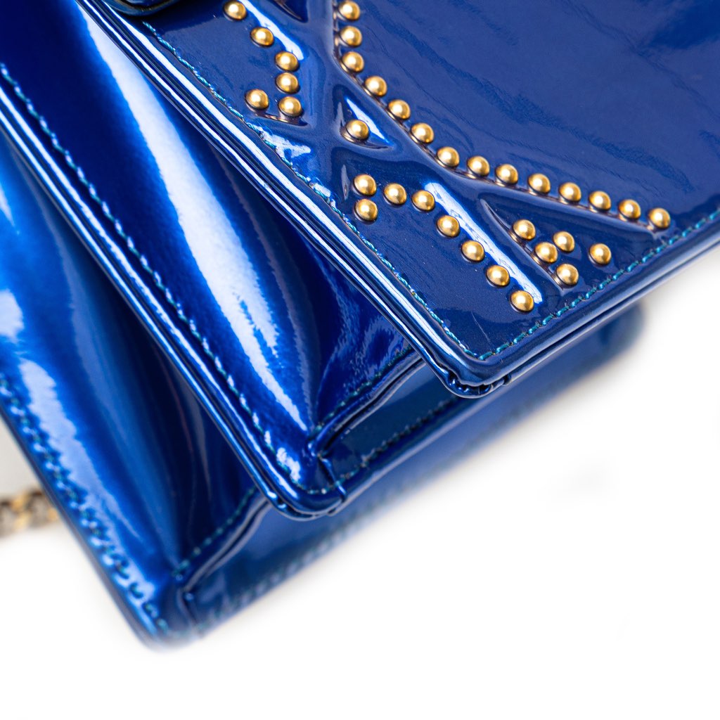Dior Studded Patent Diorama Vertical Clutch - Image 11