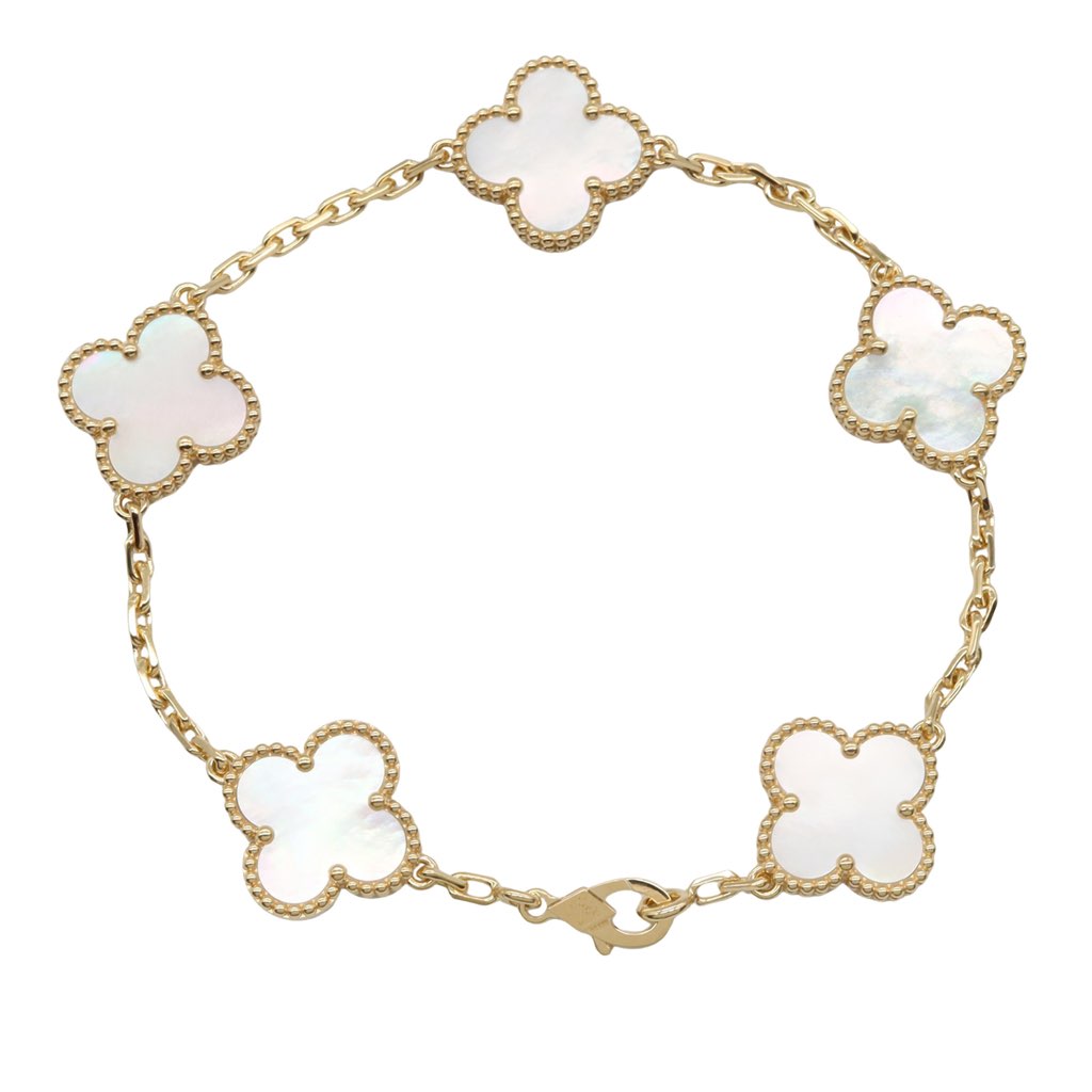 Van Cleef & Arpels 18K Yellow Gold and Mother of Pearl Vintage Alhambra Bracelet - 2