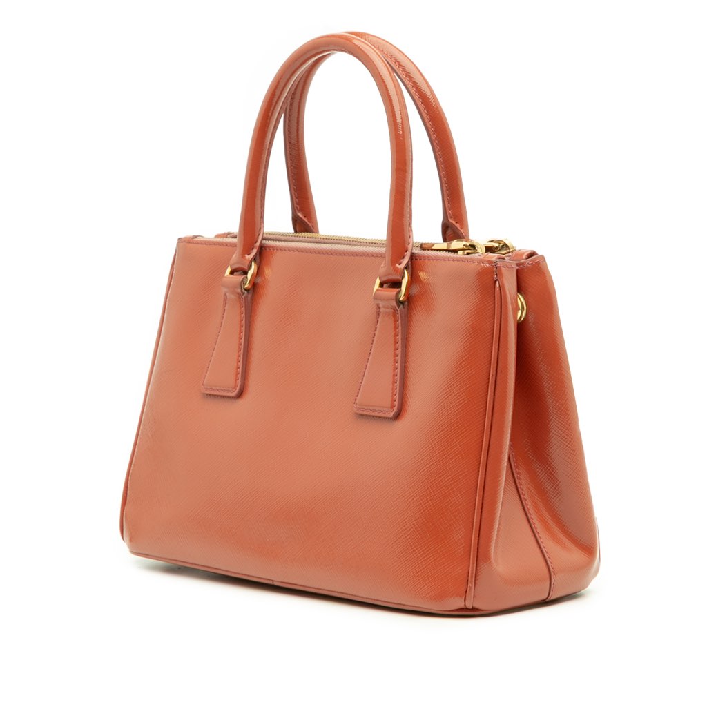 Prada Small Saffiano Vernice Galleria Double Zip Satchel - Back view