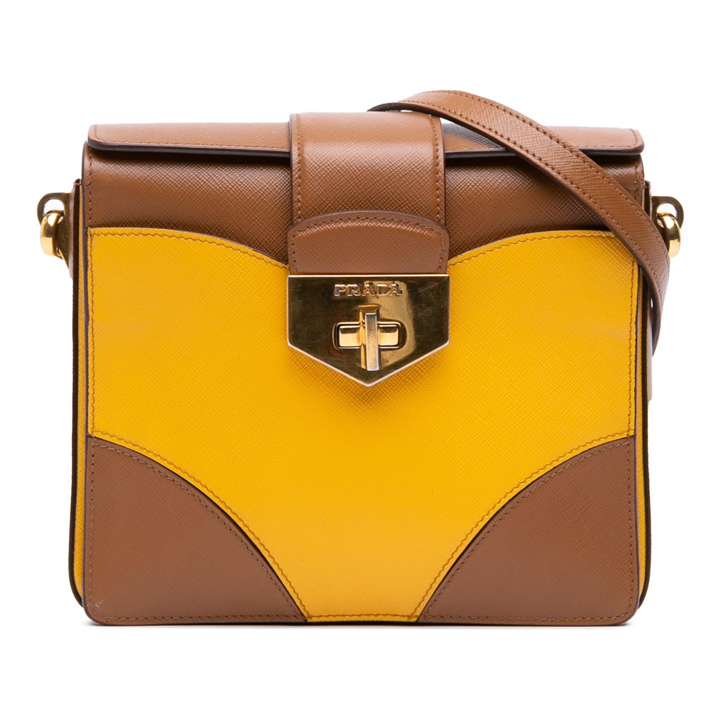 Prada Bicolor Saffiano Turnlock Crossbody