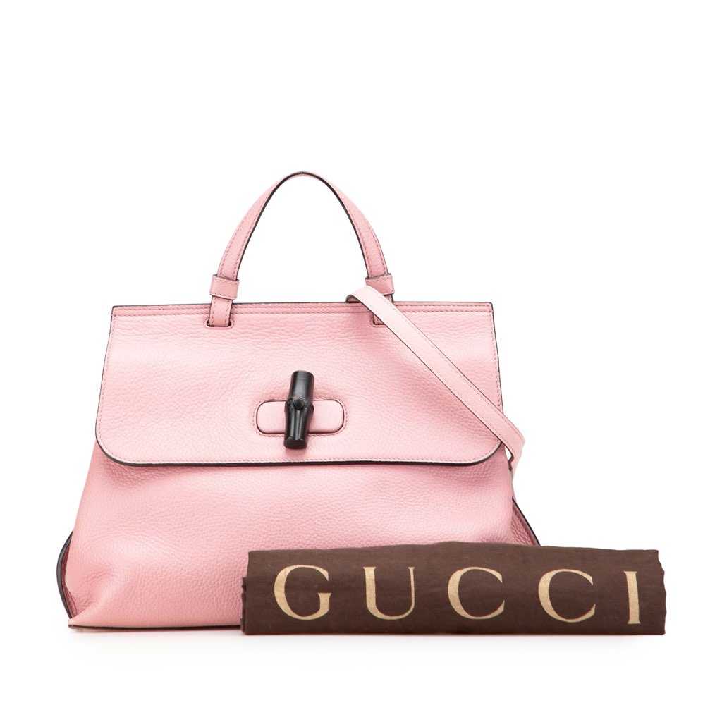 Gucci Medium Leather Bamboo Daily Satchel - Image 13