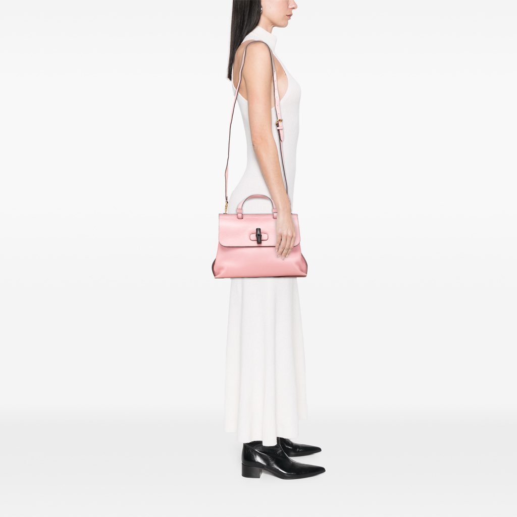 Gucci Medium Leather Bamboo Daily Satchel - Image 12