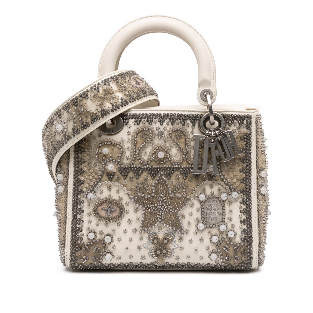 Dior Medium Lambskin Embroidered and Beaded Lady D Lite