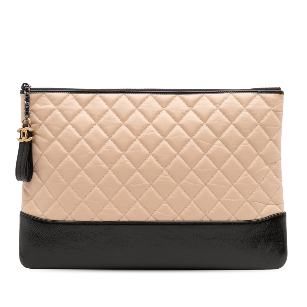 Chanel Large Aged Calfskin Gabrielle O Case Clutch