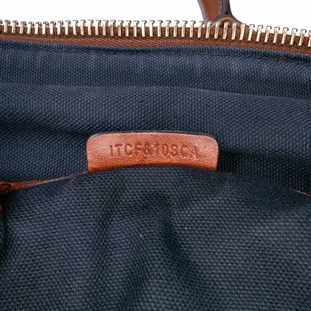 Burberry Small Leather Trimmed House Check Canvas Bridle Orchard Satchel - Detail 1